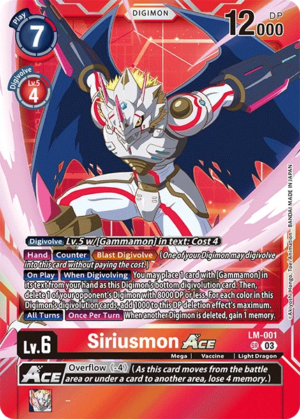 Digimon Card Game Sammelkarte LM-001 Siriusmon ACE