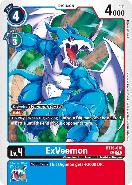 Digimon Card Game Sammelkarte BT16-018 ExVeemon