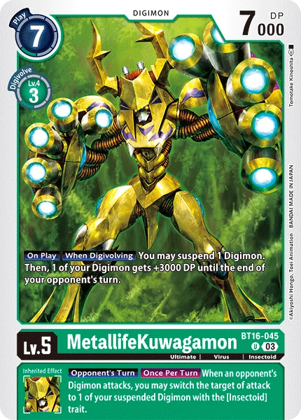 Digimon Card Game Sammelkarte BT16-045 MetallifeKuwagamon
