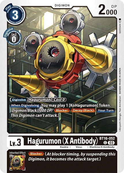 Digimon Card Game Sammelkarte BT16-052 Hagurumon (X Antibody)