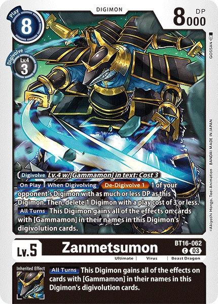 Digimon Card Game Sammelkarte BT16-062 Zanmetsumon