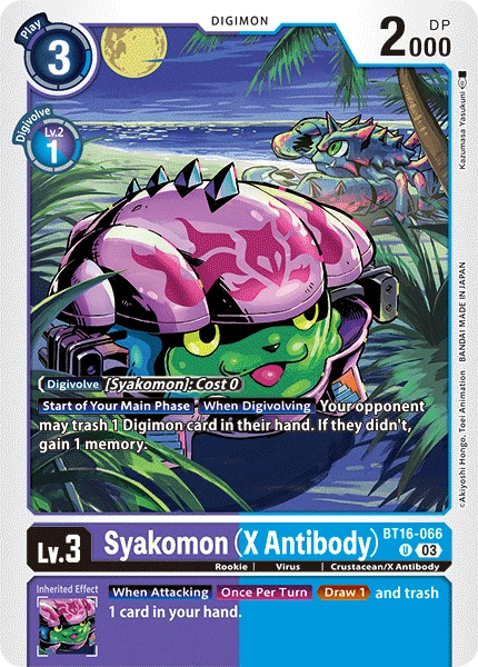 Digimon Card Game Sammelkarte BT16-066 Syakomon (X Antibody)