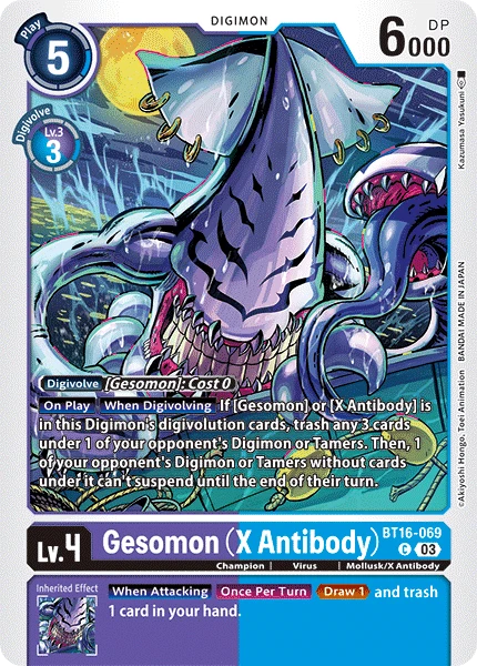 Digimon Card Game Sammelkarte BT16-069 Gesomon (X Antibody)