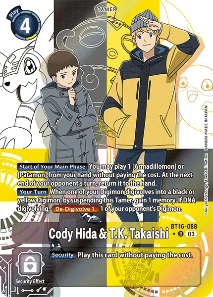 Digimon Card Game Sammelkarte BT16-088 Cody Hida & T.K. Takaishi alternatives Artwork 1