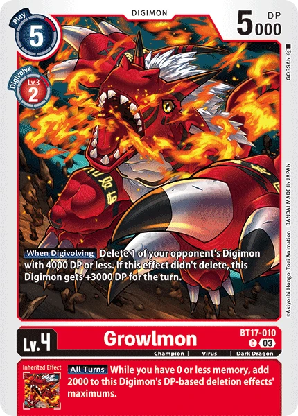 Digimon Card Game Sammelkarte BT17-010 Growlmon