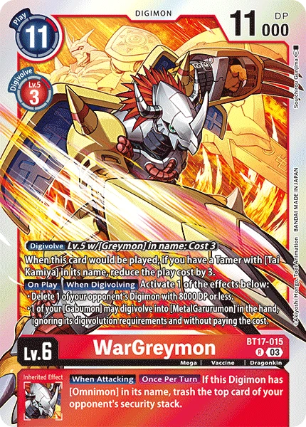 Digimon Card Game Sammelkarte BT17-015 WarGreymon