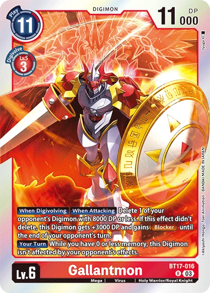 Digimon Card Game Sammelkarte BT17-016 Gallantmon