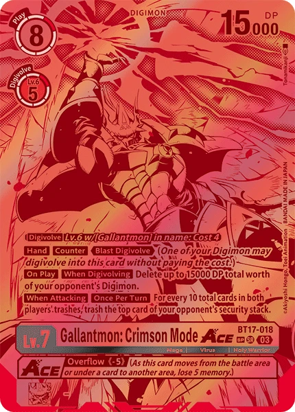 Digimon Card Game Sammelkarte BT17-018 Gallantmon: Crimson Mode ACE alternatives Artwork 2