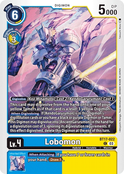 Digimon Card Game Sammelkarte BT17-022 Lobomon