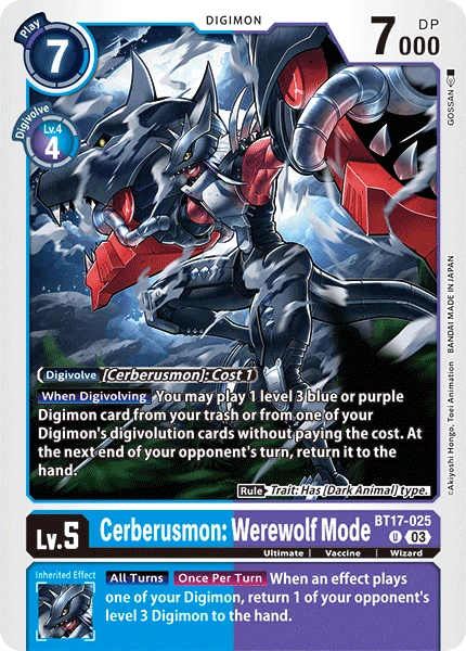 Digimon Card Game Sammelkarte BT17-025 Cerberusmon: Werewolf Mode