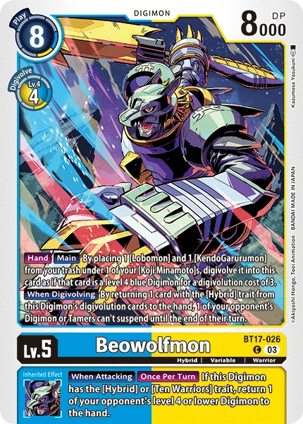 Digimon Card Game Sammelkarte BT17-026 Beowolfmon