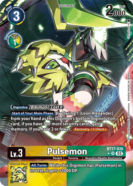 Digimon Card Game Sammelkarte BT17-030 Pulsemon alternatives Artwork 1