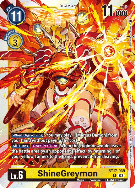 Digimon Card Game Sammelkarte BT17-039 ShineGreymon