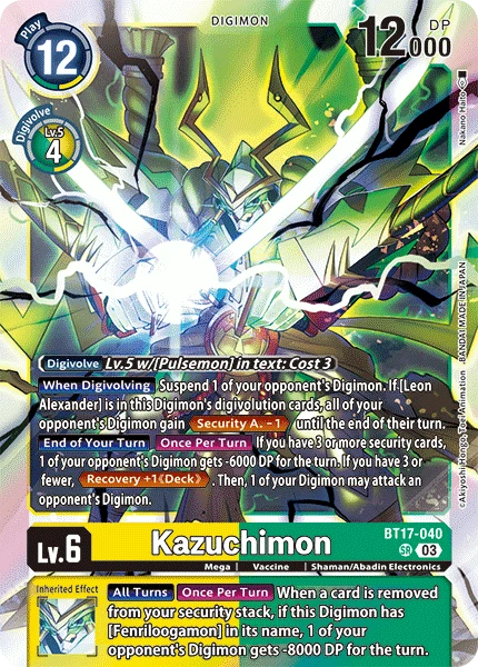 Digimon Card Game Sammelkarte BT17-040 Kazuchimon