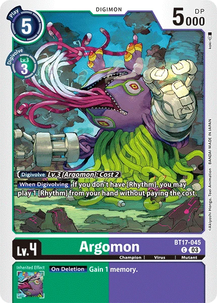 Digimon Card Game Sammelkarte BT17-045 Argomon