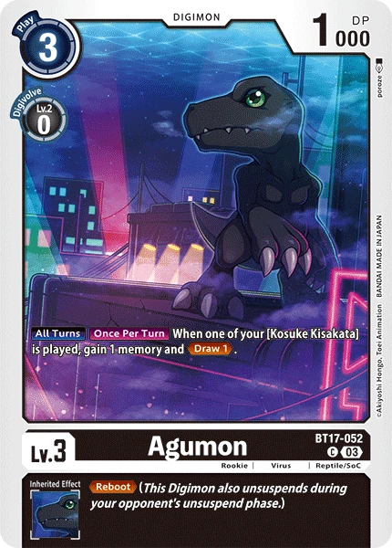 Digimon Card Game Sammelkarte BT17-052 Agumon