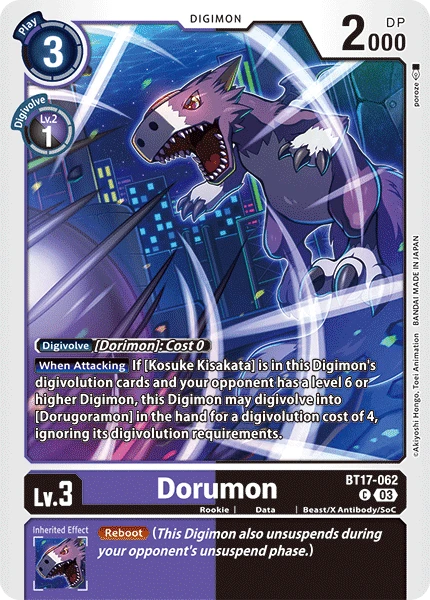 Digimon Card Game Sammelkarte BT17-062 Dorumon