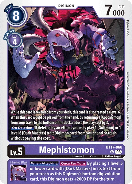 Digimon Card Game Sammelkarte BT17-068 Mephistomon