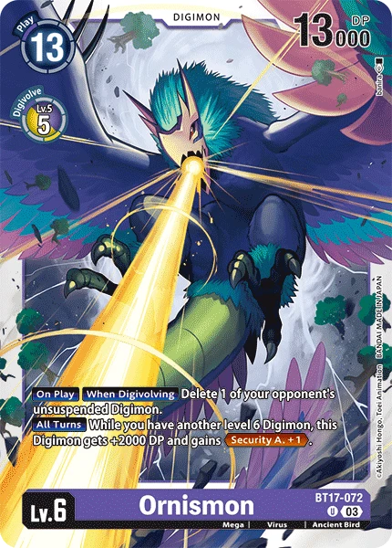 Digimon Card Game Sammelkarte BT17-072 Ornismon