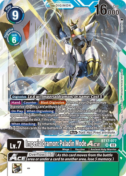 Digimon Card Game Sammelkarte BT17-077 Imperialdramon: Paladin Mode ACE