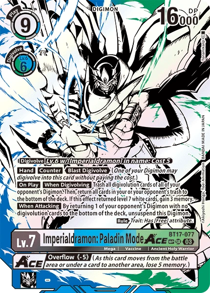 Digimon Card Game Sammelkarte BT17-077 Imperialdramon: Paladin Mode ACE alternatives Artwork 2