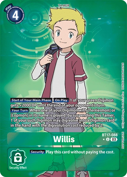 Digimon Card Game Sammelkarte BT17-088 Willis alternatives Artwork 1