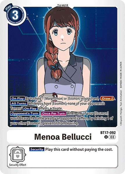 Digimon Card Game Sammelkarte BT17-092 Menoa Bellucci