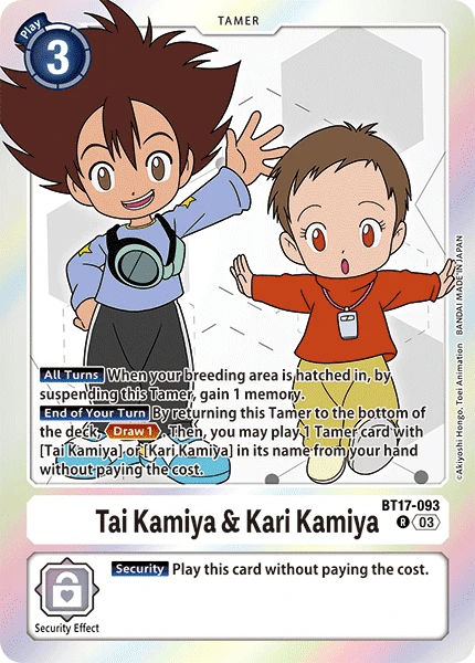 Digimon Card Game Sammelkarte BT17-093 Tai Kamiya & Kari Kamiya