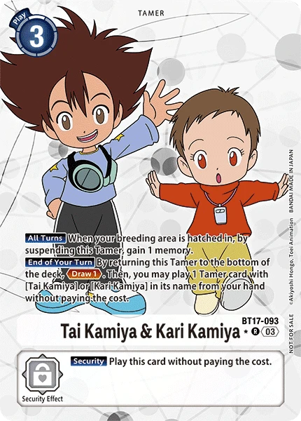 Digimon Card Game Sammelkarte BT17-093 Tai Kamiya & Kari Kamiya alternatives Artwork 1