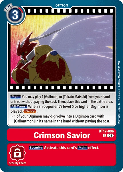 Digimon Card Game Sammelkarte BT17-096 Crimson Savior