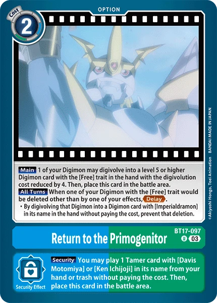 Digimon Card Game Sammelkarte BT17-097 Return to the Primogenitor