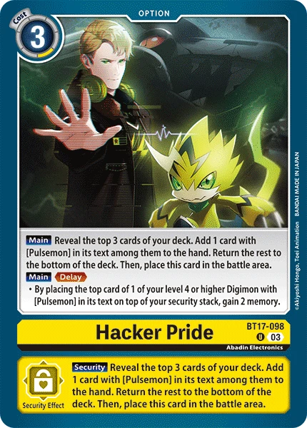 Digimon Card Game Sammelkarte BT17-098 Hacker Pride