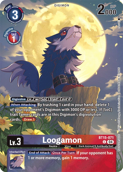 Digimon Card Game Sammelkarte BT15-071 Loogamon alternatives Artwork 1