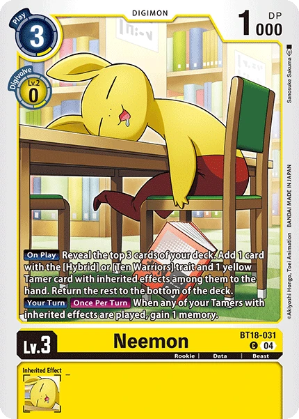 Digimon Card Game Sammelkarte BT18-031 Neemon