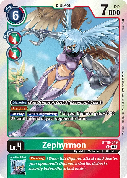 Digimon Card Game Sammelkarte BT18-049 Zephyrmon