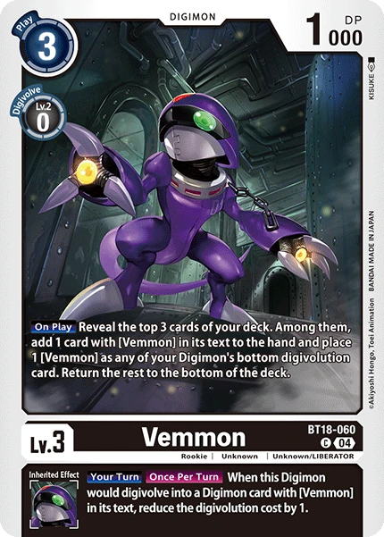 Digimon Card Game Sammelkarte BT18-060 Vemmon