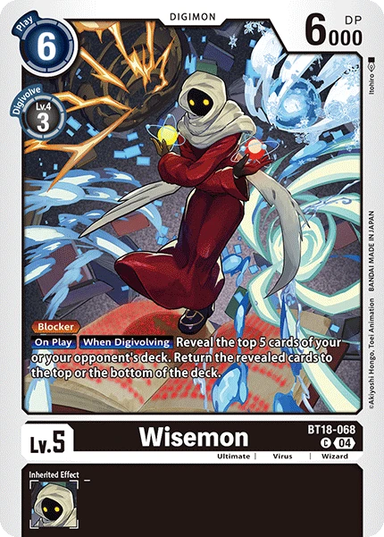 Digimon Card Game Sammelkarte BT18-068 Wisemon