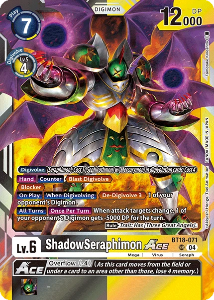 Digimon Card Game Sammelkarte BT18-071 ShadowSeraphimon ACE