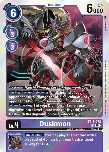 Digimon Card Game Sammelkarte BT18-078 Duskmon