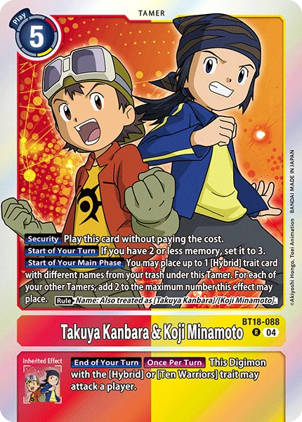 Digimon Card Game Sammelkarte BT18-088 Takuya Kanbara & Koji Minamoto