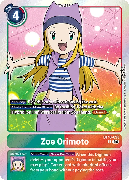 Digimon Card Game Sammelkarte BT18-090 Zoe Orimoto