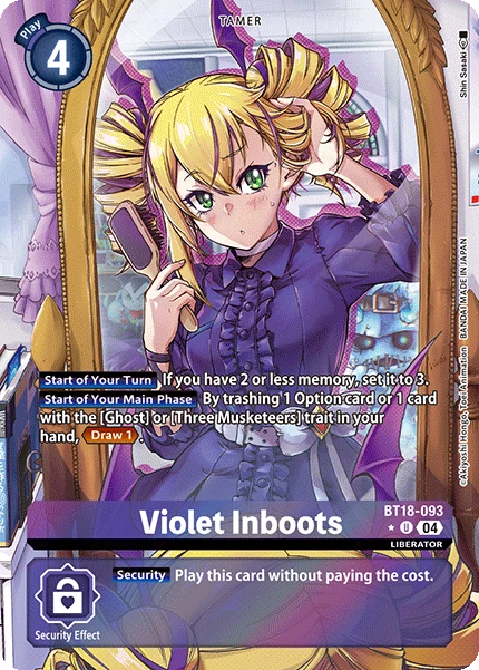 Digimon Card Game Sammelkarte BT18-093 Violet Inboots alternatives Artwork 1