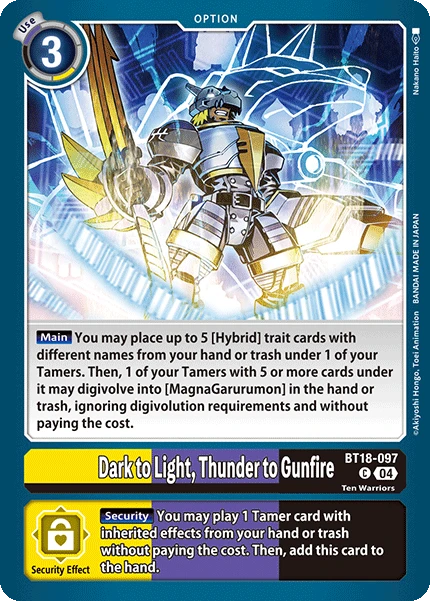 Digimon Card Game Sammelkarte BT18-097 Dark to Light, Thunder to Gunfire