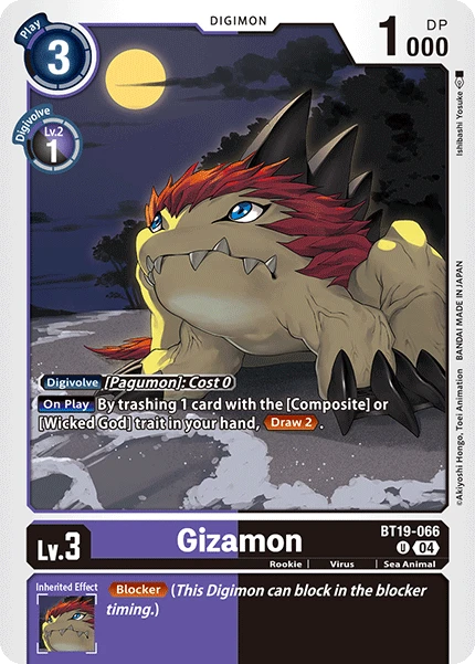 Digimon Card Game Sammelkarte BT19-066 Gizamon