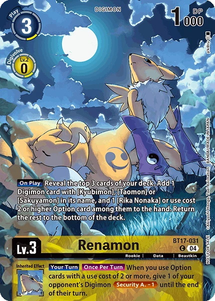 Digimon Card Game Sammelkarte BT17-031 Renamon alternatives Artwork 1