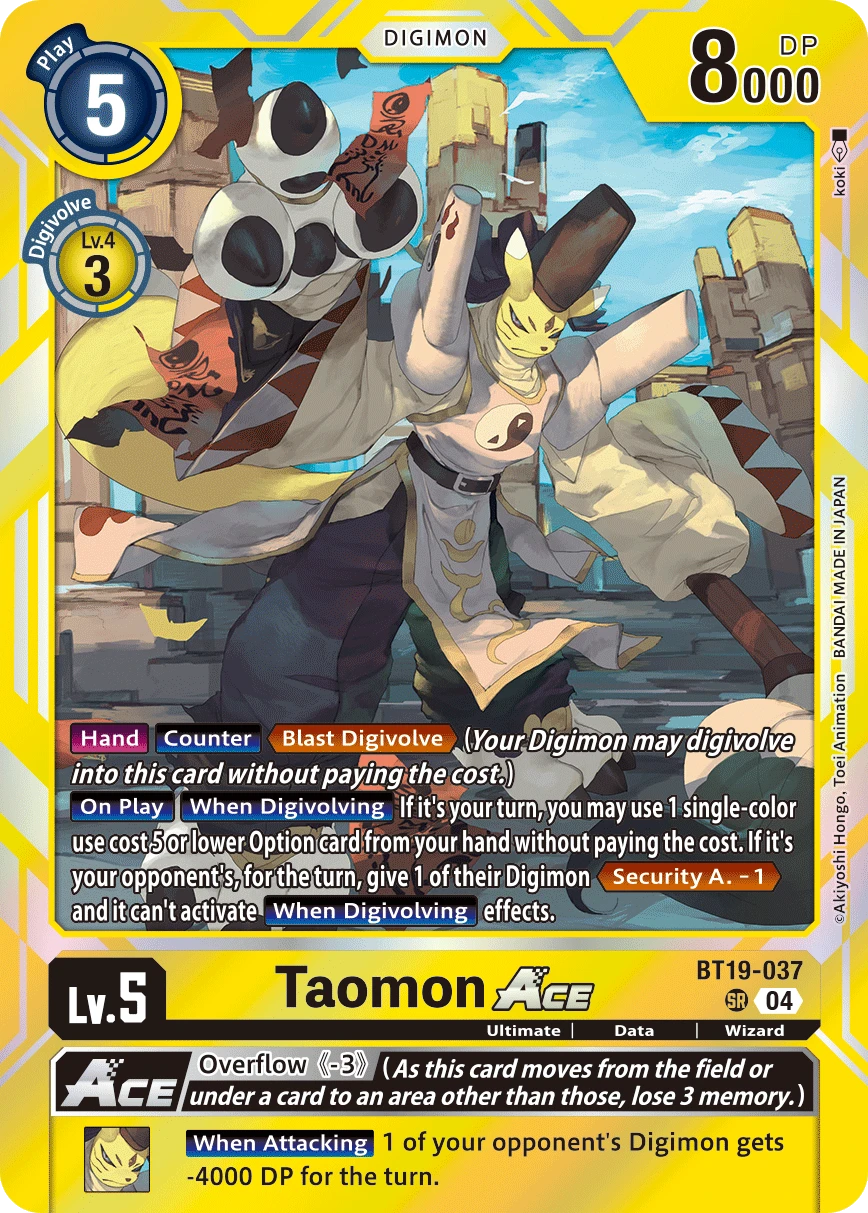 Digimon Card Game Sammelkarte BT19-037 Taomon ACE