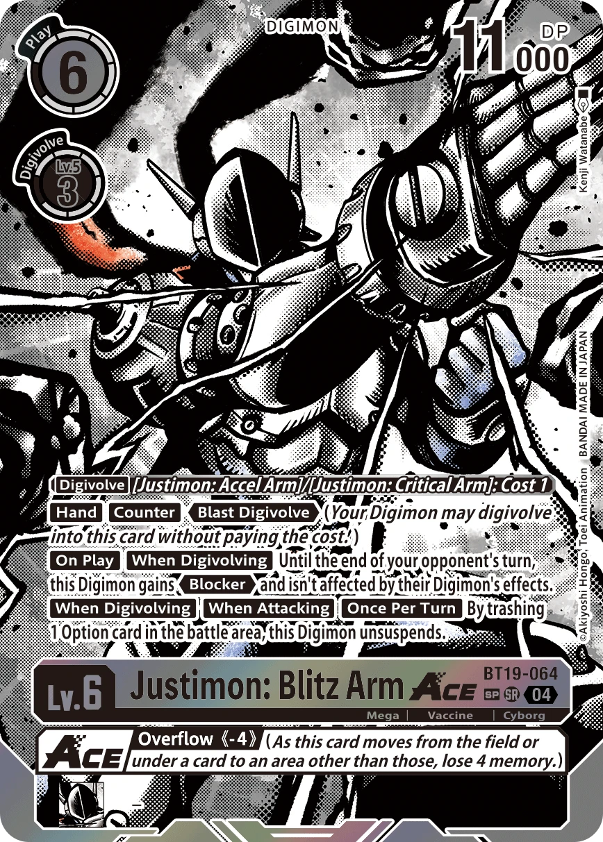 Digimon Card Game Sammelkarte BT19-064 Justimon: Blitz Arm ACE alternatives Artwork 2