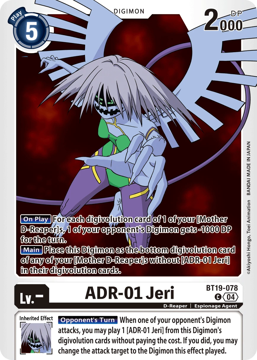 Digimon Card Game Sammelkarte BT19-078 ADR-01 Jeri