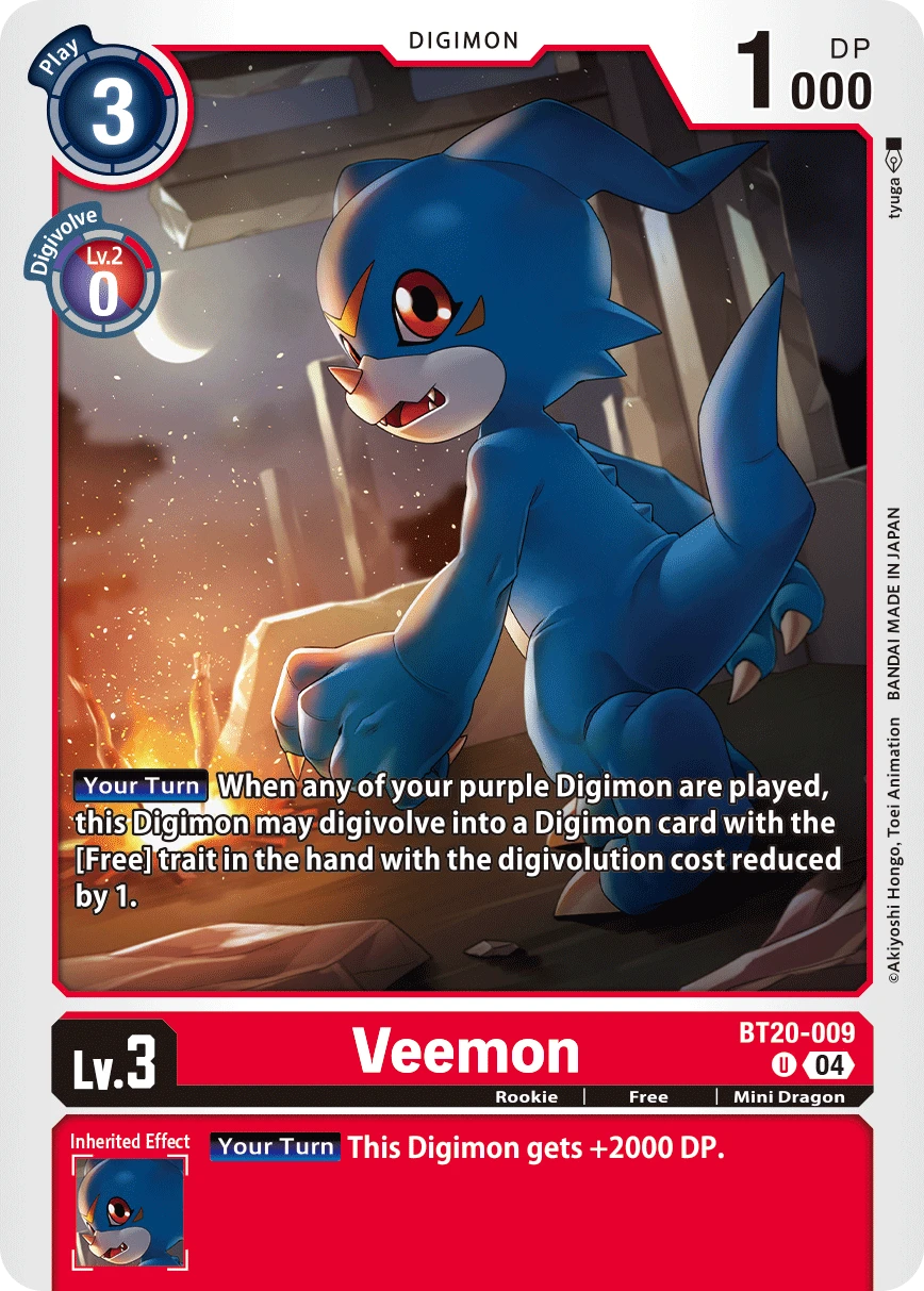 Digimon Card Game Sammelkarte BT20-009 Veemon