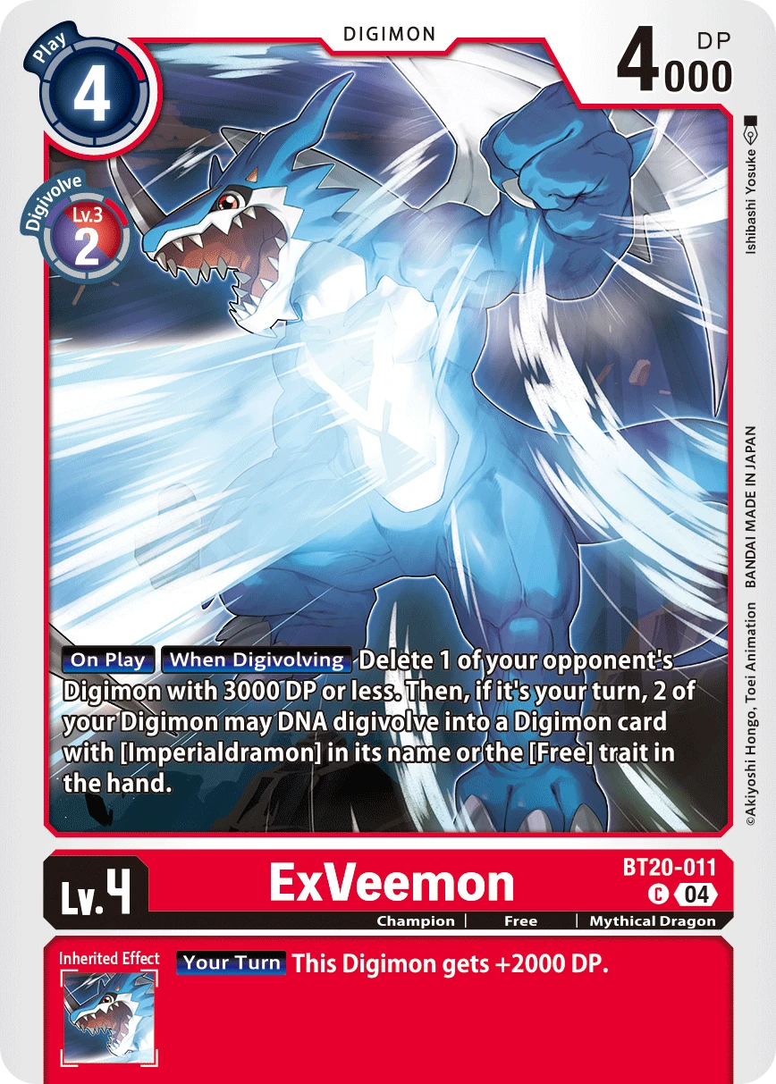 Digimon Card Game Sammelkarte BT20-011 ExVeemon